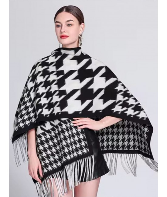 Premium Soft Checkered Cape W/ Fringes